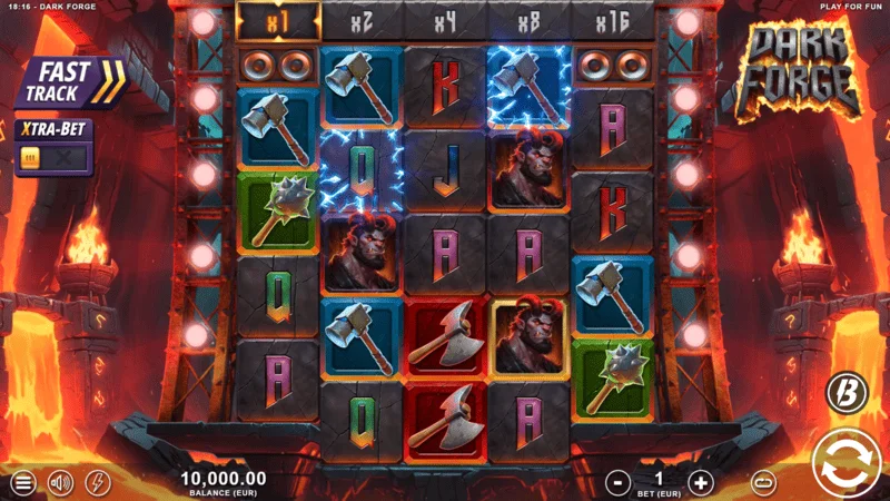 Dark Forge - glavni ekran igre sa mrežom 4-5-5-5-4